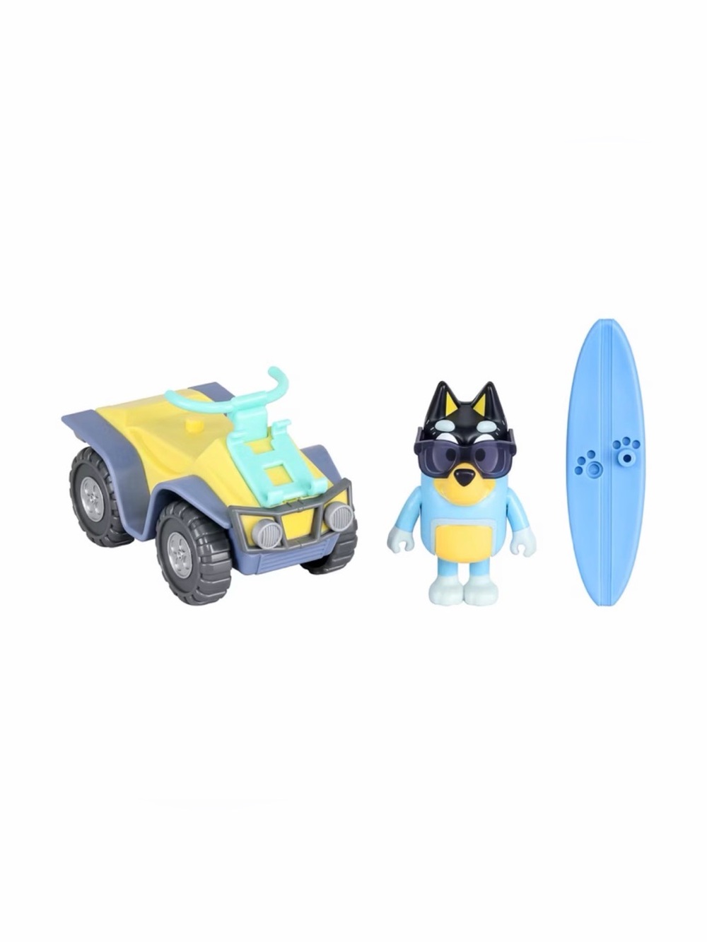Bluey Beach Quad with Bandit with 2.5-3 inch Figure and Surfboard Vehicle and Fi